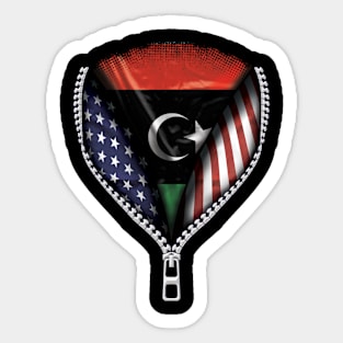 Libyan Flag  Libya Flag American Flag Zip Down - Gift for Libyan From Libya Sticker